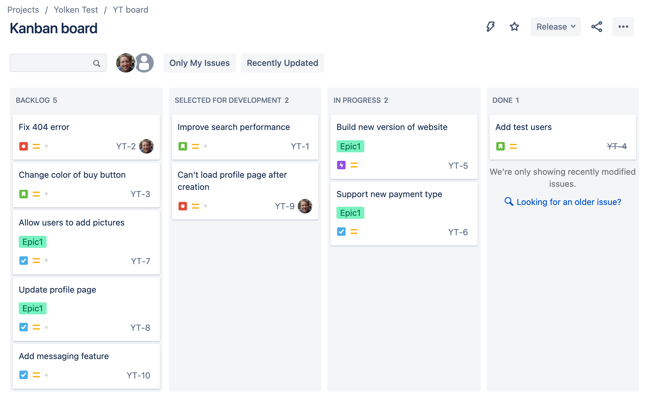 Jira Kanban board